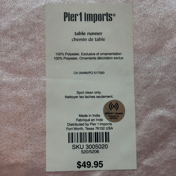 Pier 1 Imports Pink Red Silver Beaded Sequins Heart Table Runner Valentine's Day - Picture 6 of 11